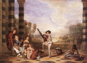  Rococo Art Painting - Les Charmes de la Vie The Music Party Jean Antoine Watteau classic Rococo